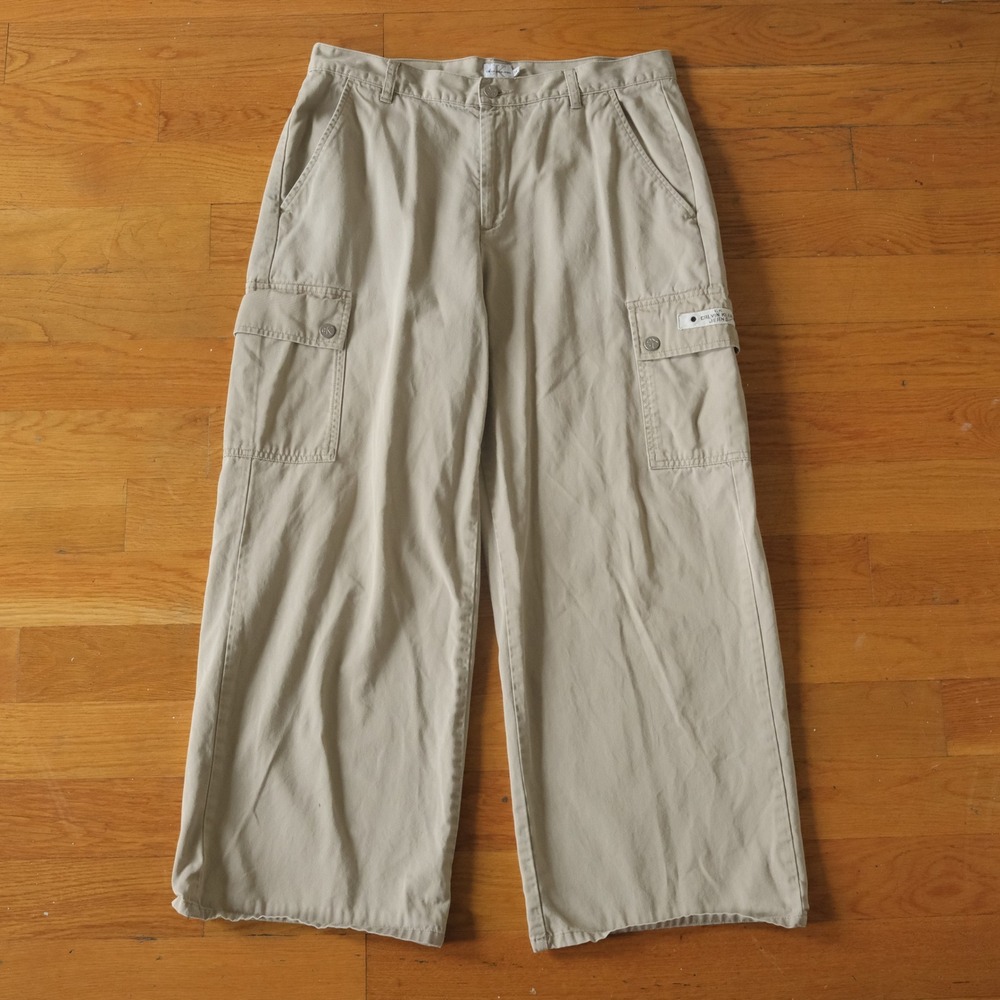 Calvin‎ Klein Cargo Pants Women Beige Wide Leg Utility Gorpcore 14 Khaki Skater